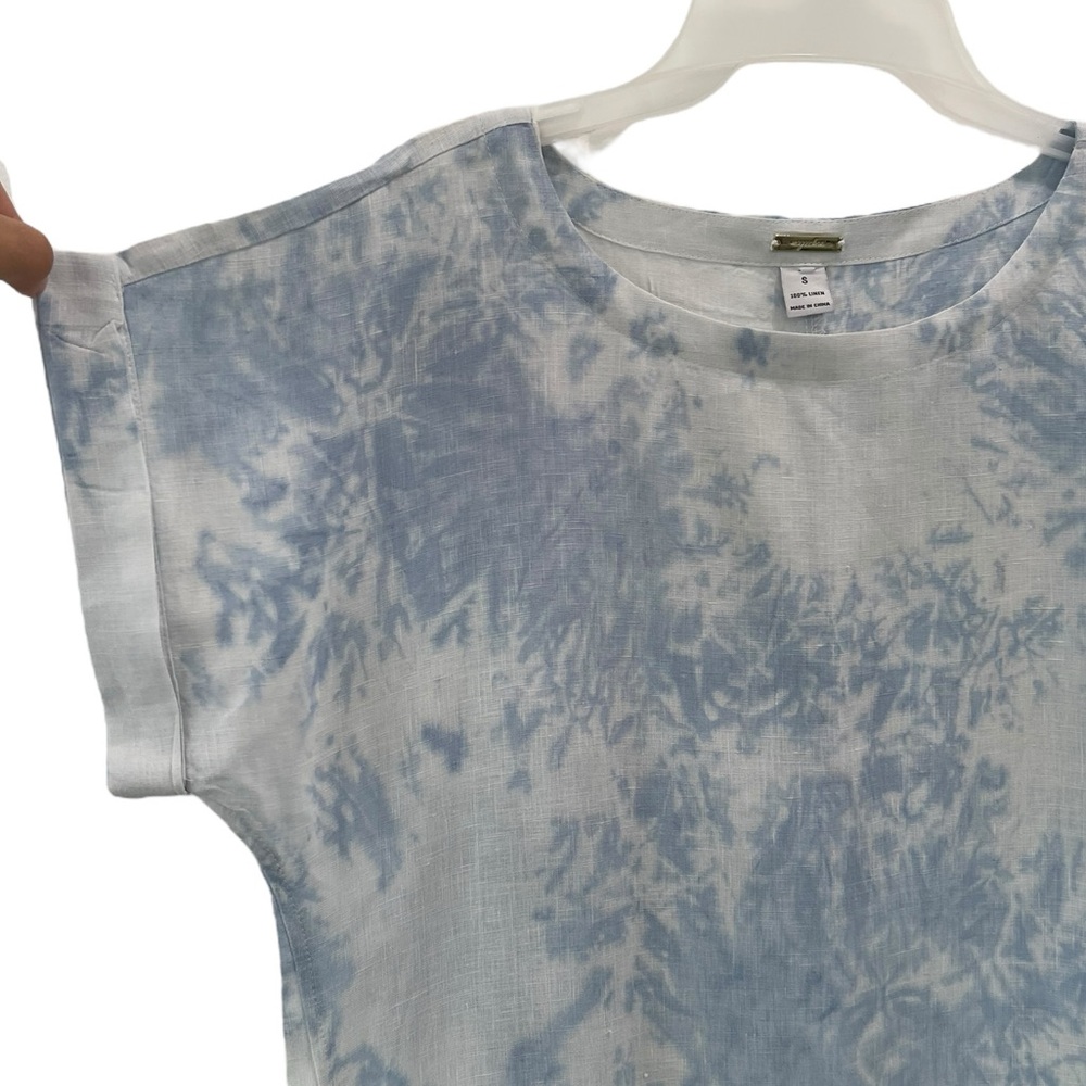 MAGASCHONI CLOUDY DAY TIE DYE 100%LINEN Blue White Dress Size S - Picture 3 of 10